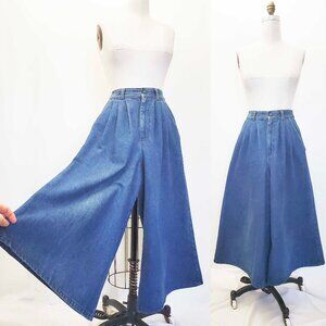 James River Traders Womens Vtg 80s High Rise Denim Gaucho Culottes Jeans Pants